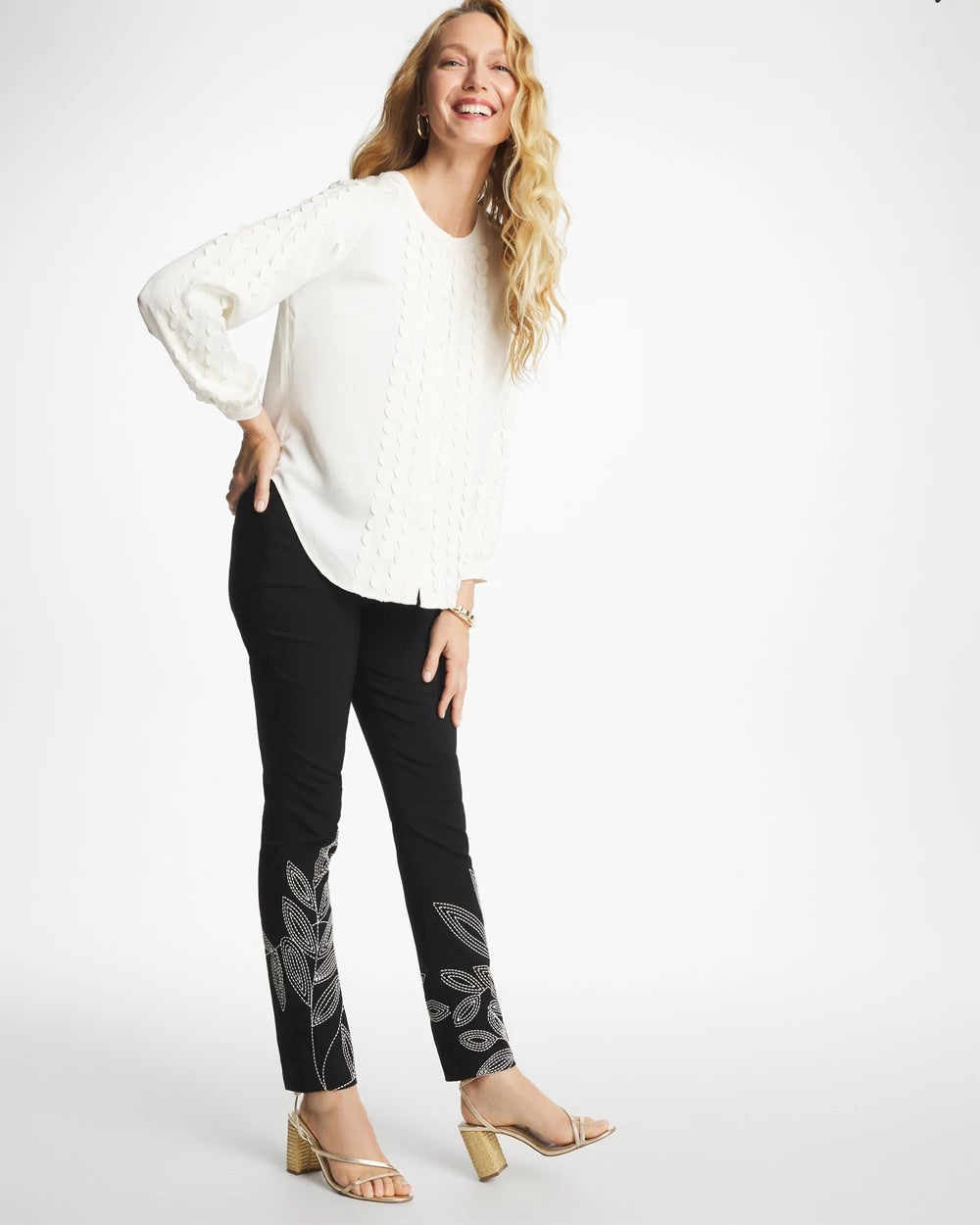 Chico's US - Floral Soutache Brigitte™ Slim Pull-On Ankle Pants