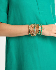 Chico's Discount - Green Goldtone Glam Stretch Bracelet