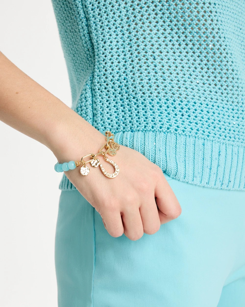 Chico's Outlet - Jade Stone Link Charm Bracelet