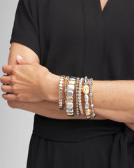 Chico's Discount - Mixed-Metal Matte Square Stretch Bracelet