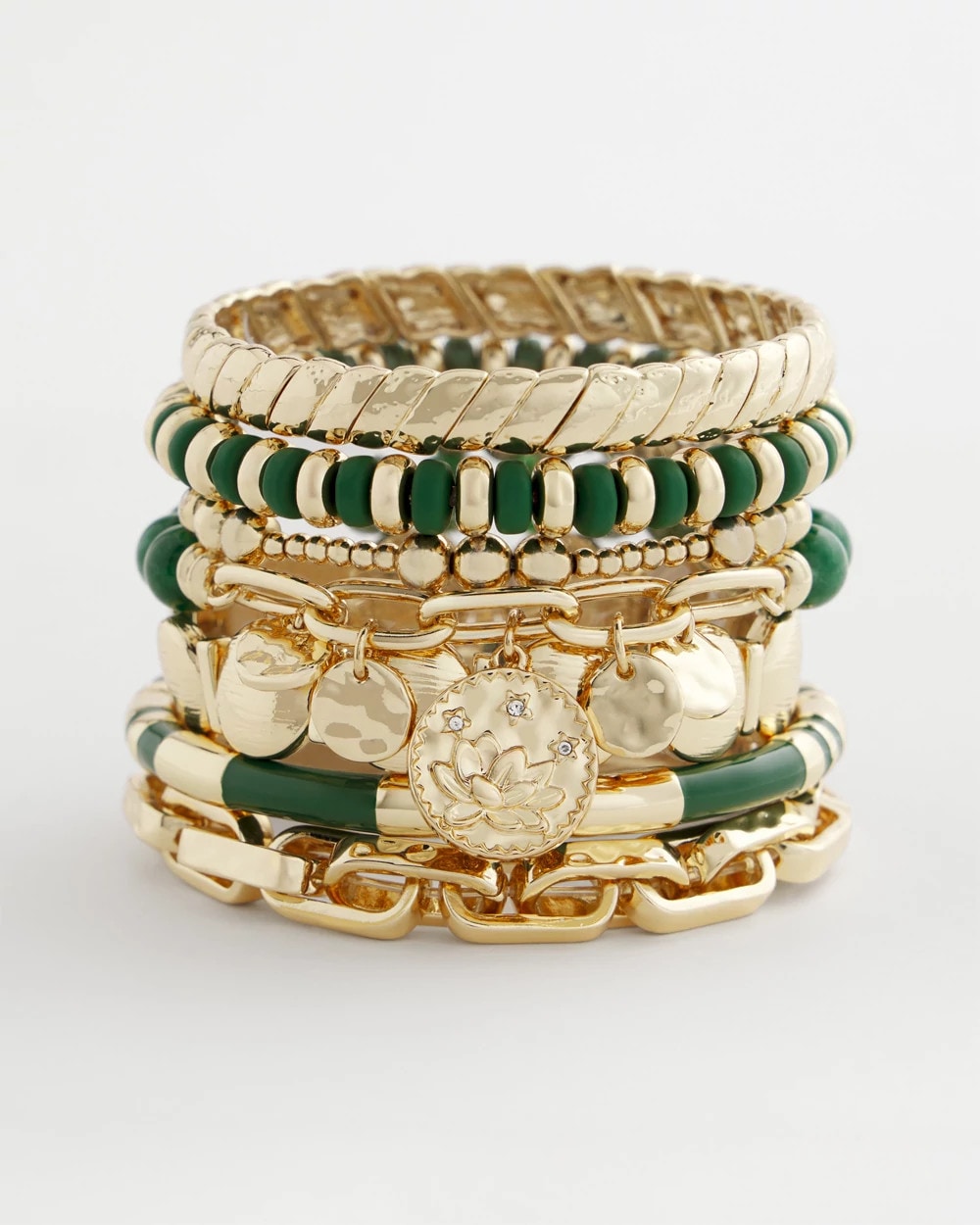 Chico's On Sale - Green Jade Stone Charm Bracelet
