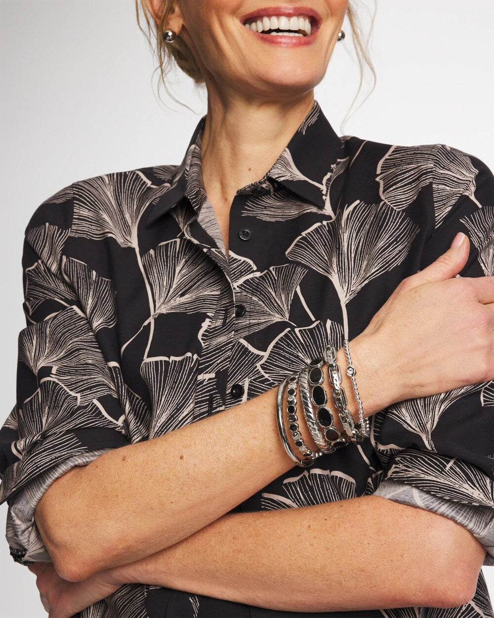 Chico's / Black Mini Circle Stretch Bracelet