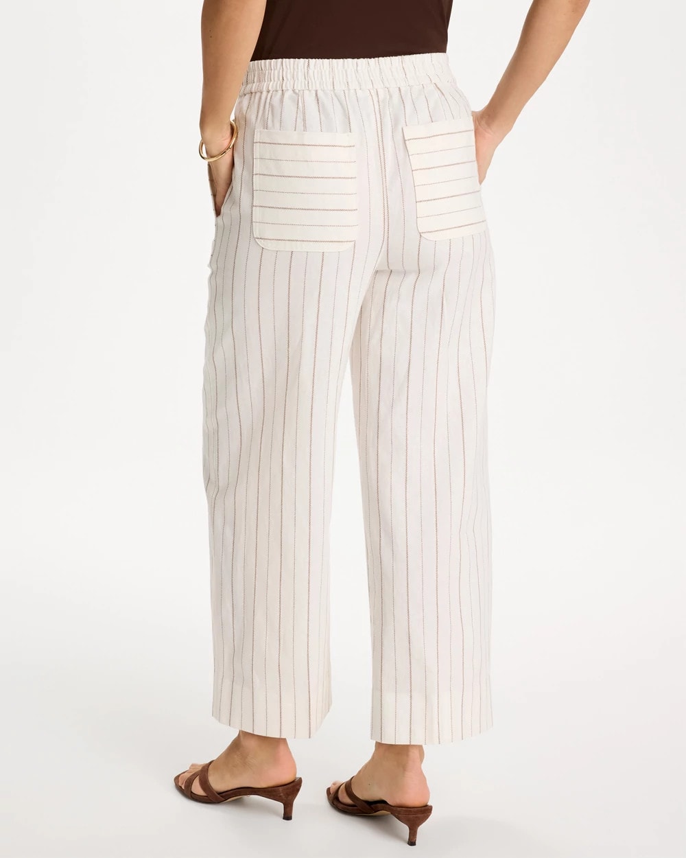 Chico's On Sale - Pinstriped Linen-Cotton Crop Pant