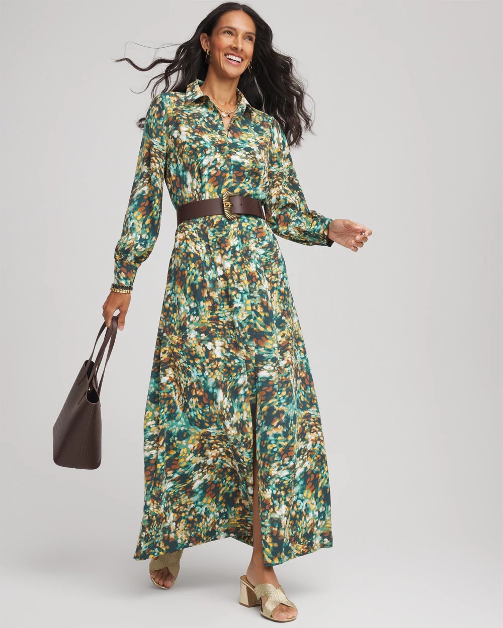 Chico's On Sale - Printed Long-Sleeved Shirtdress