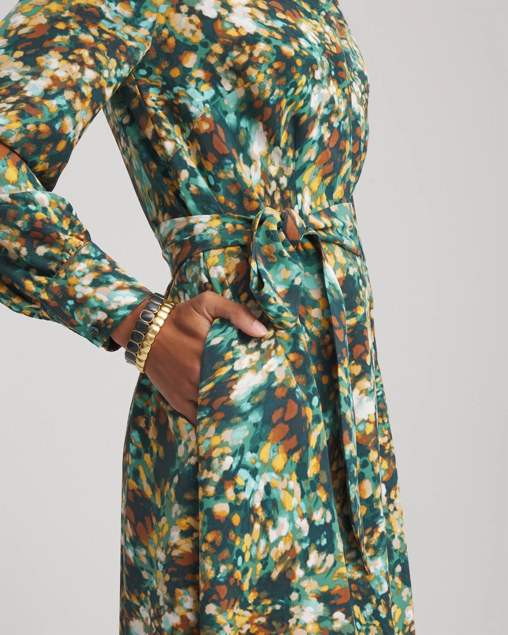 Chico's Outlet - Printed Long-Sleeved Shirtdress