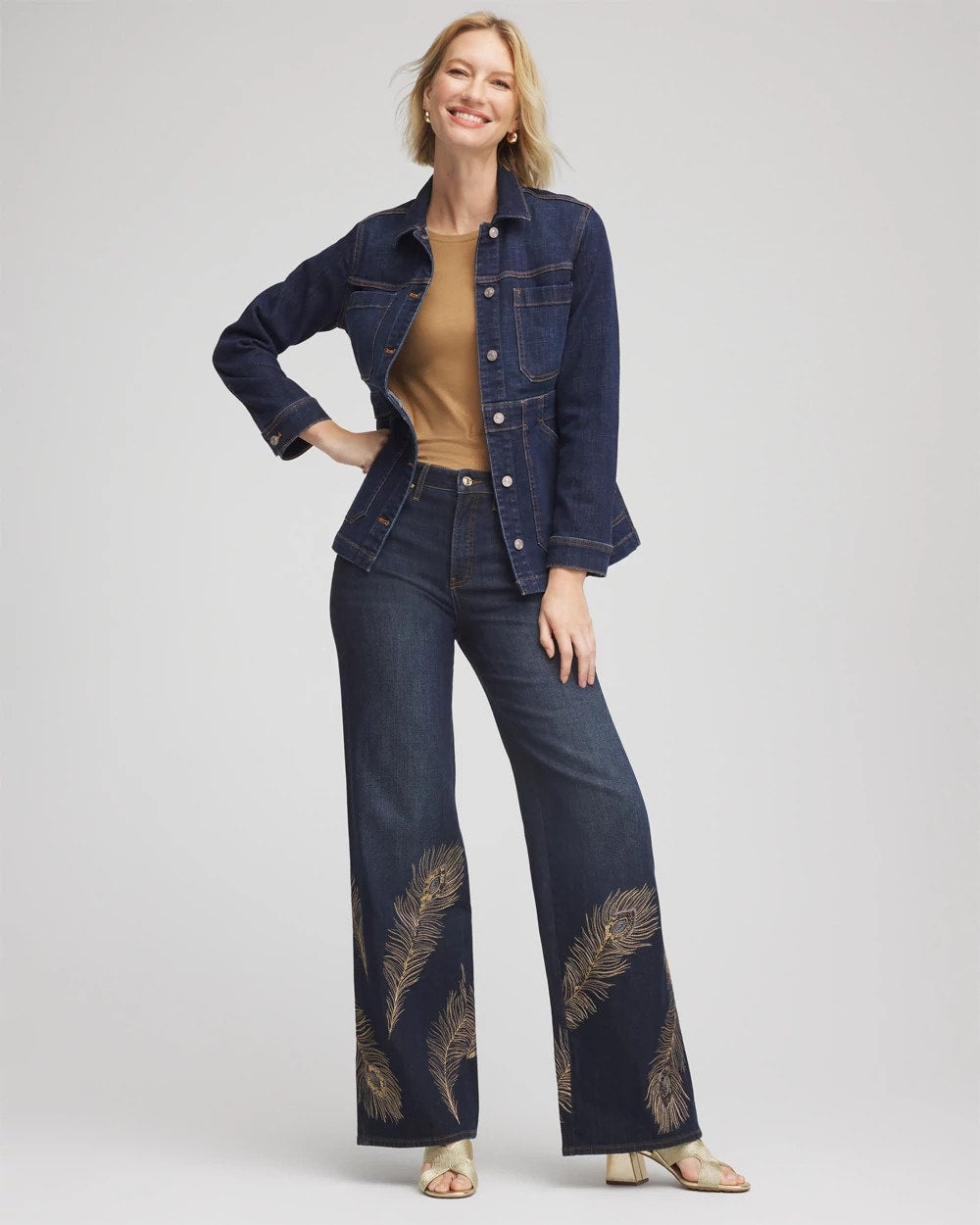 Chico's For Sale - Embellished High-Rise Wide-Leg Jeans