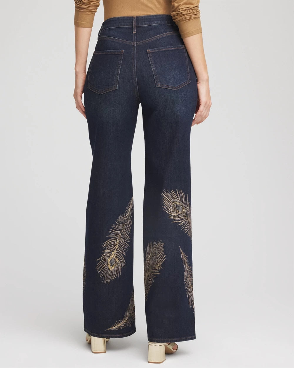 Chico's For Sale - Embellished High-Rise Wide-Leg Jeans