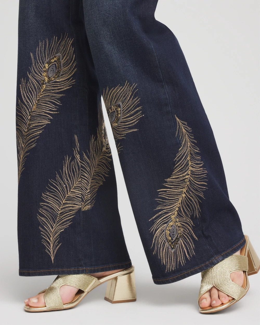 Chico's For Sale - Embellished High-Rise Wide-Leg Jeans