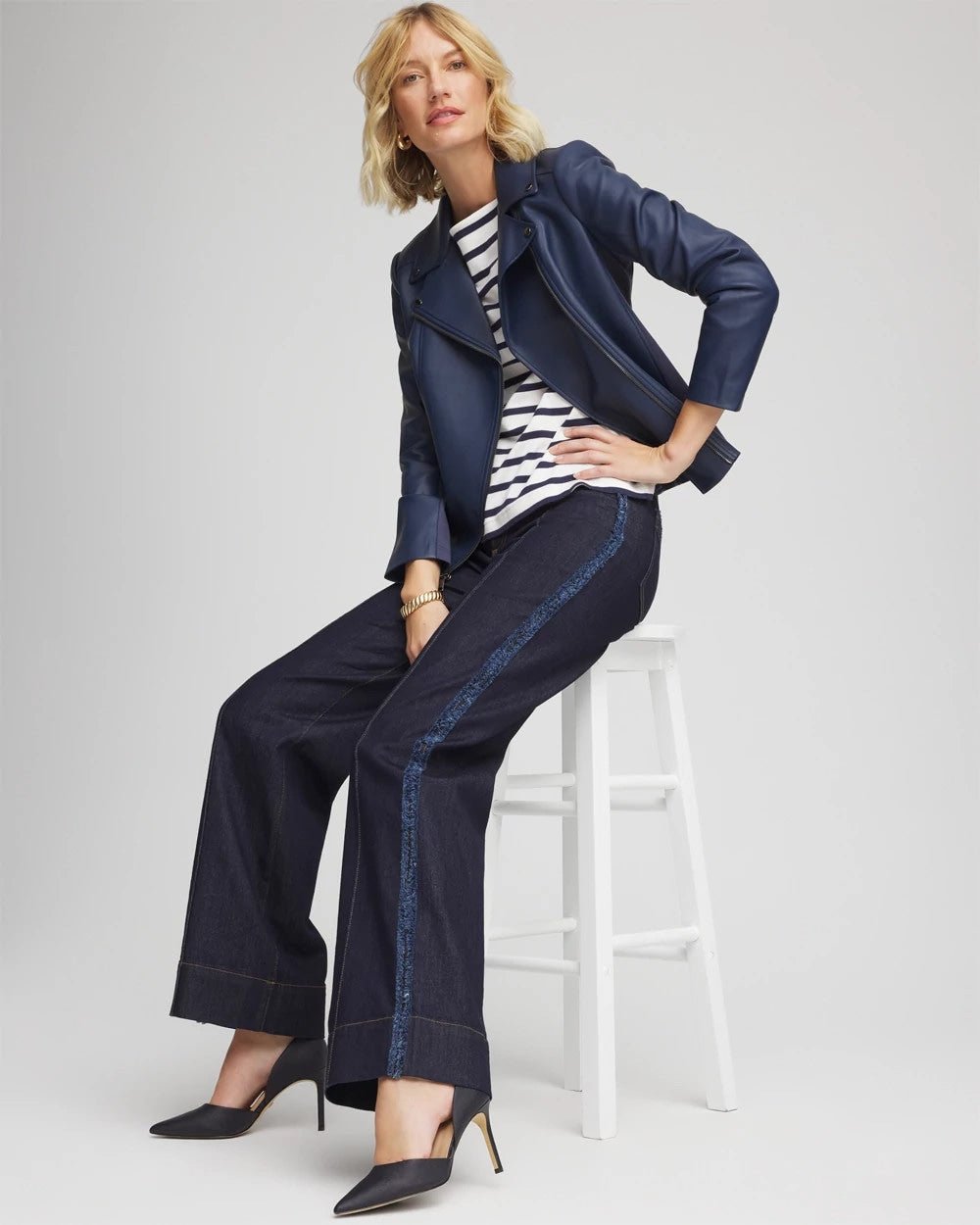 Chico's / Petite Frayed High-Rise Wide-Leg Jeans