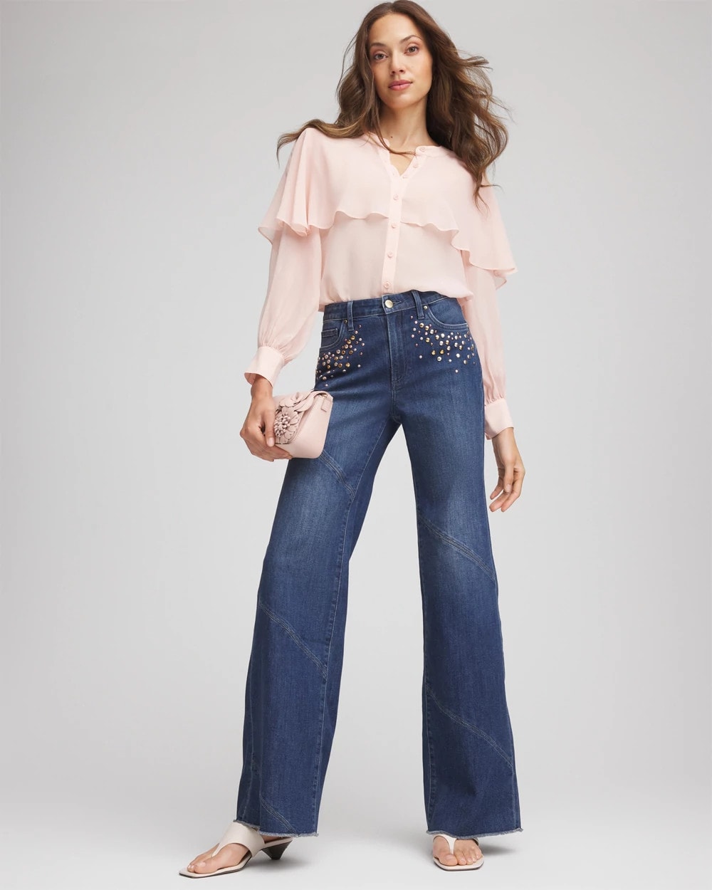 Chico's Online - Embellished Frayed Flared-Leg Jeans