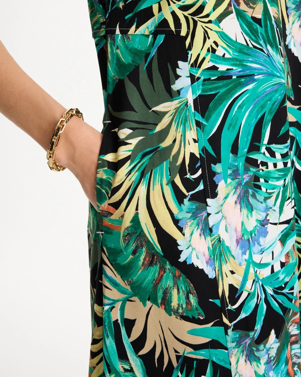 Chico's / Palm Printed Knit Maxi Dress
