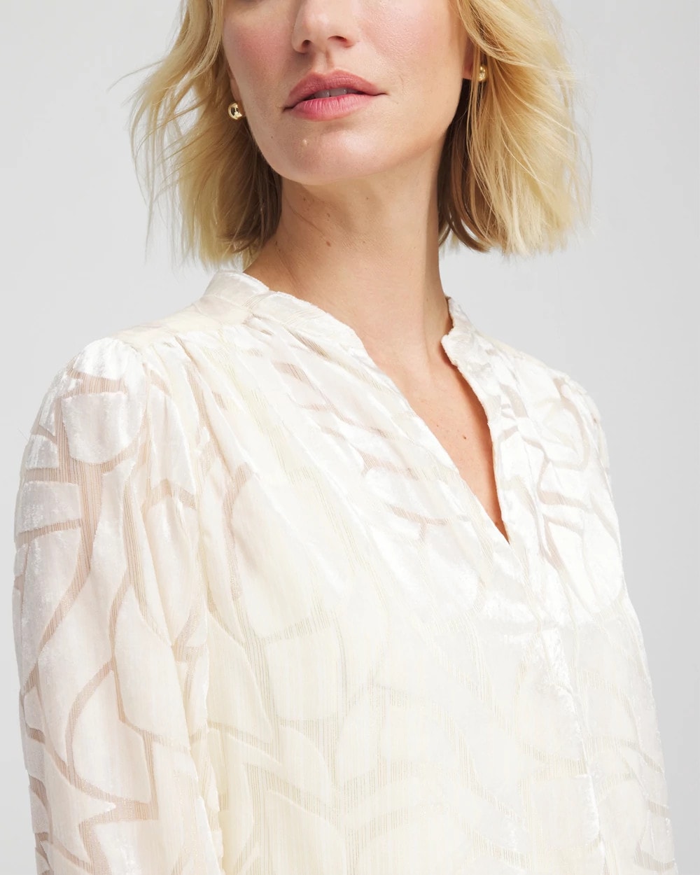 Chico's Cream Burnout Pullover Blouse